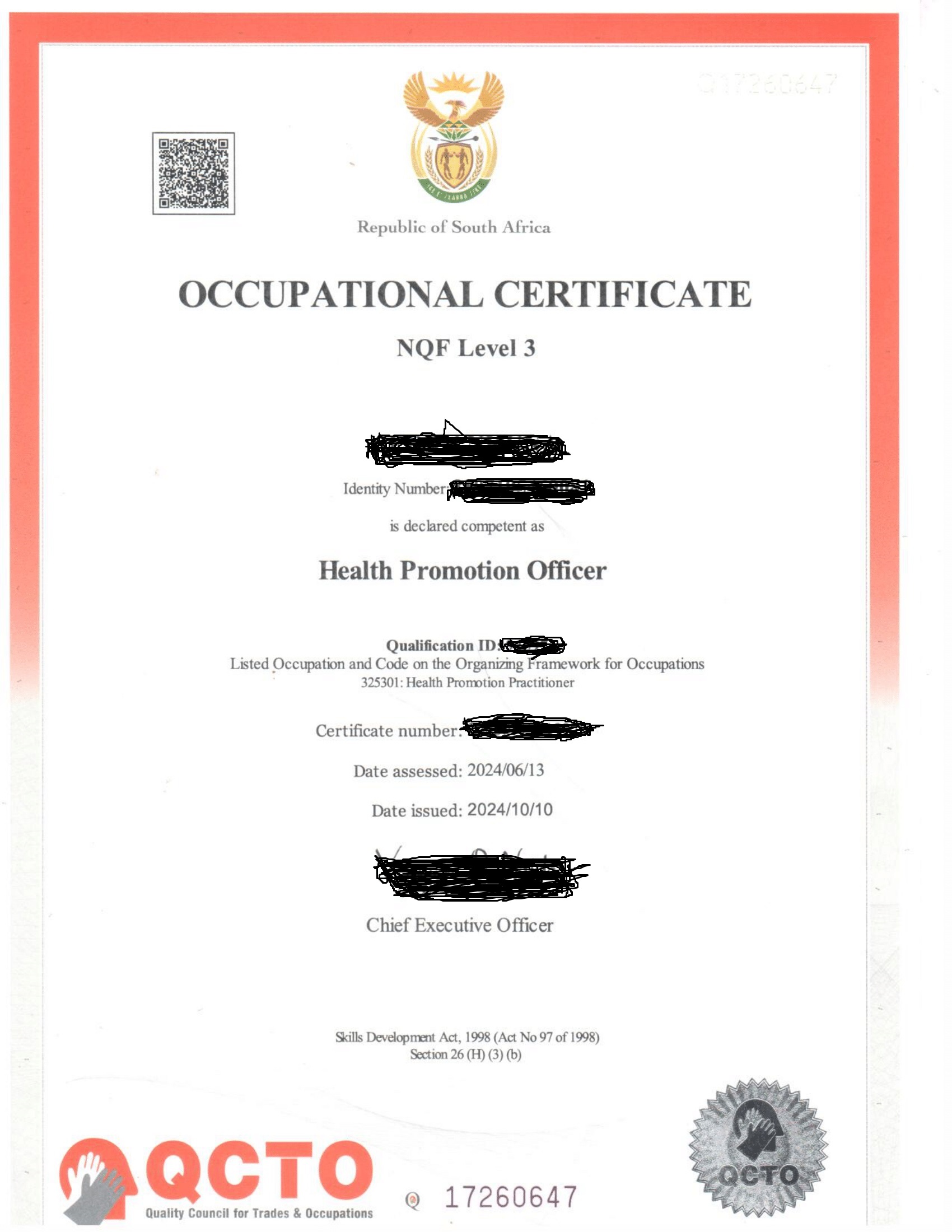 Health Promotion Officer Qualification